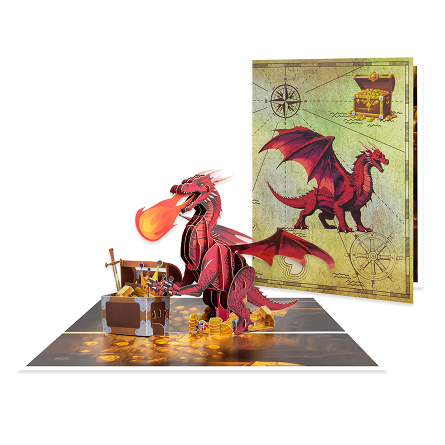 - Fiery Red Dragon Fantasy 3D Pop-Up Greeting Card - Image 2