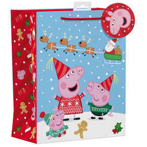 Pack of 12 Peppa Pig Large Christmas Gift Bags