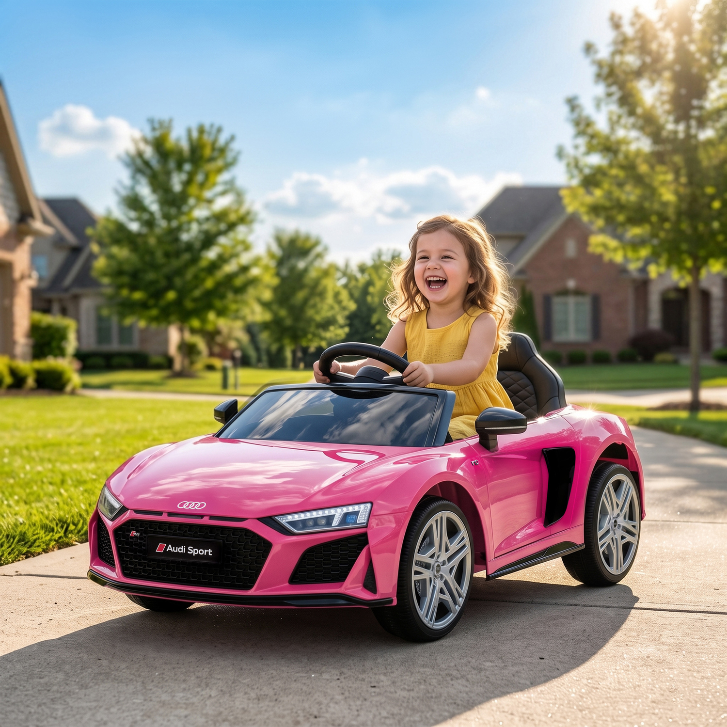 Aiyaplay Unisex Pink Licensed Audi R8 Spyder 12V Electric Car For Kids With Remote In Size 12 - Image 3