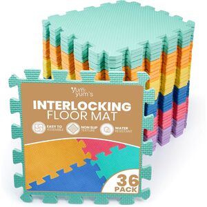 Yum Yum's 36 Pack Multicolour Interlocking EVA Foam Play Mats 29 x 29 cm Non-Slip