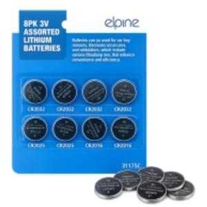 Elpine 8 Pack Assorted 3V Lithium Coin Cell Batteries