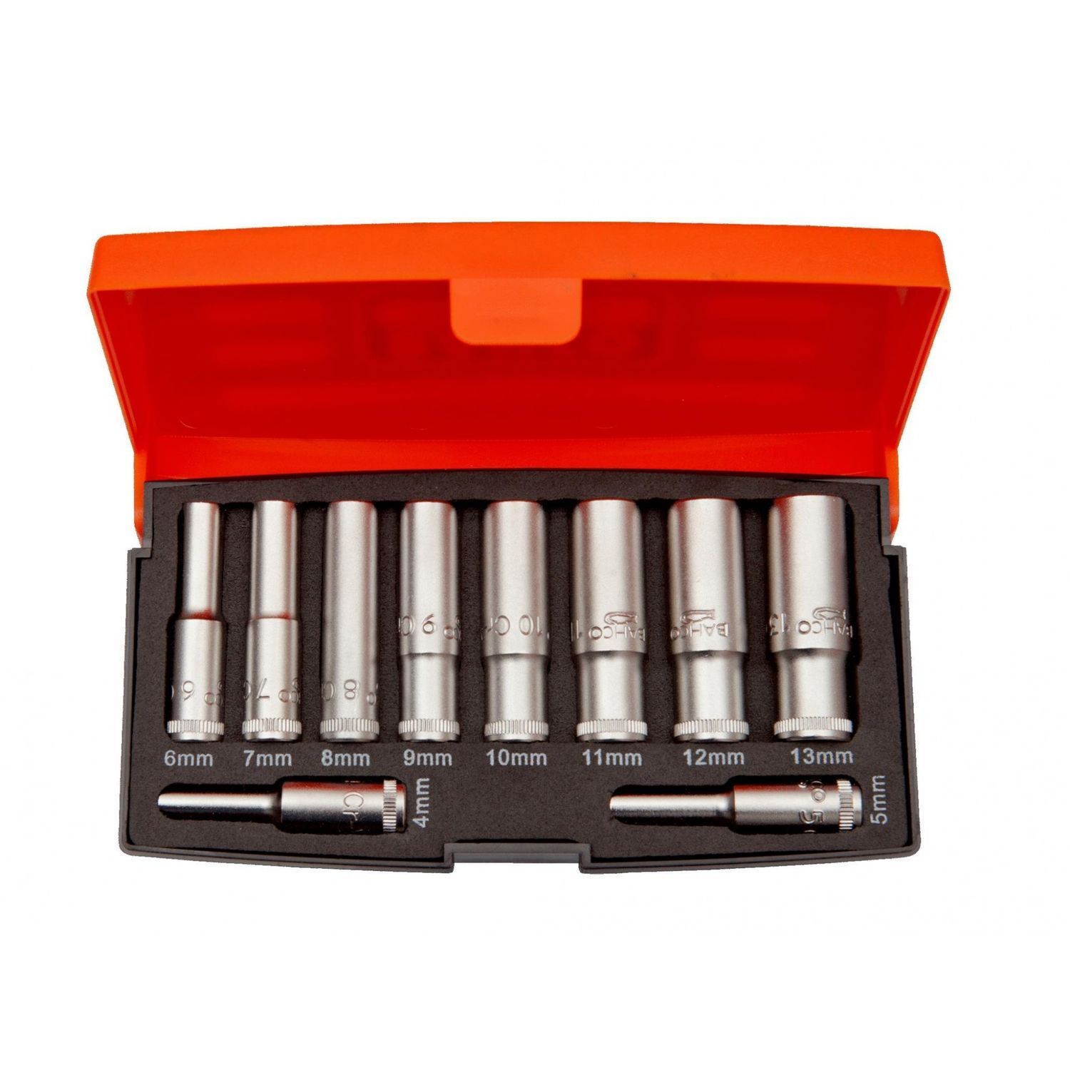 Bahco S0810l 1/4In Drive Deep Socket Set, 10 Piece - Multi Colour