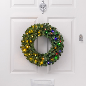 Christow Pre-Lit Plain Spruce Christmas Wreath