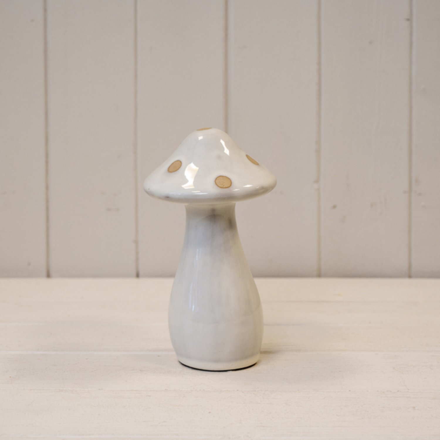 Kdmd Small Cream Ceramic Mushroom With Sand Dots - Cream