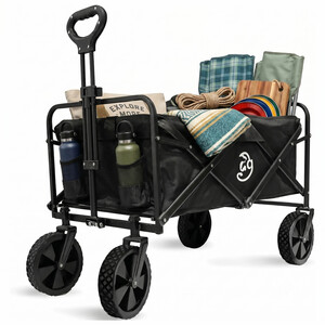 Dragodirect Foldable Wagon Cart with Adjustable Handle for Camping and Shopping