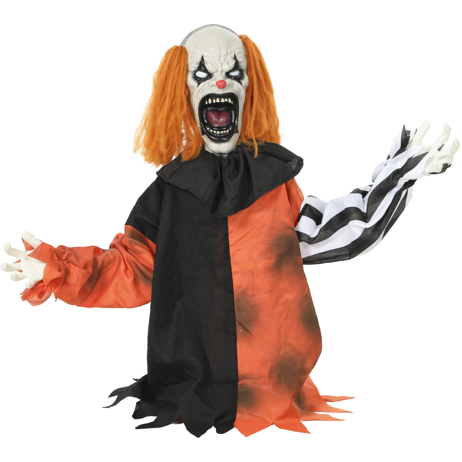 Aka Animated Halloween Face-Changing Clown, Cackling Sound & Glowing Eyes - Orange