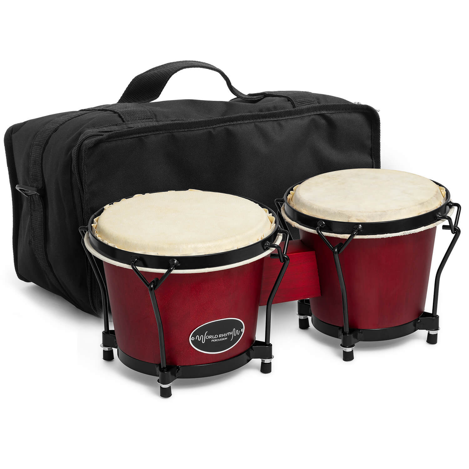 Tiger Music Beginners Oak Bongo Drums - Bongos With Padded Bag - Red - Image 2