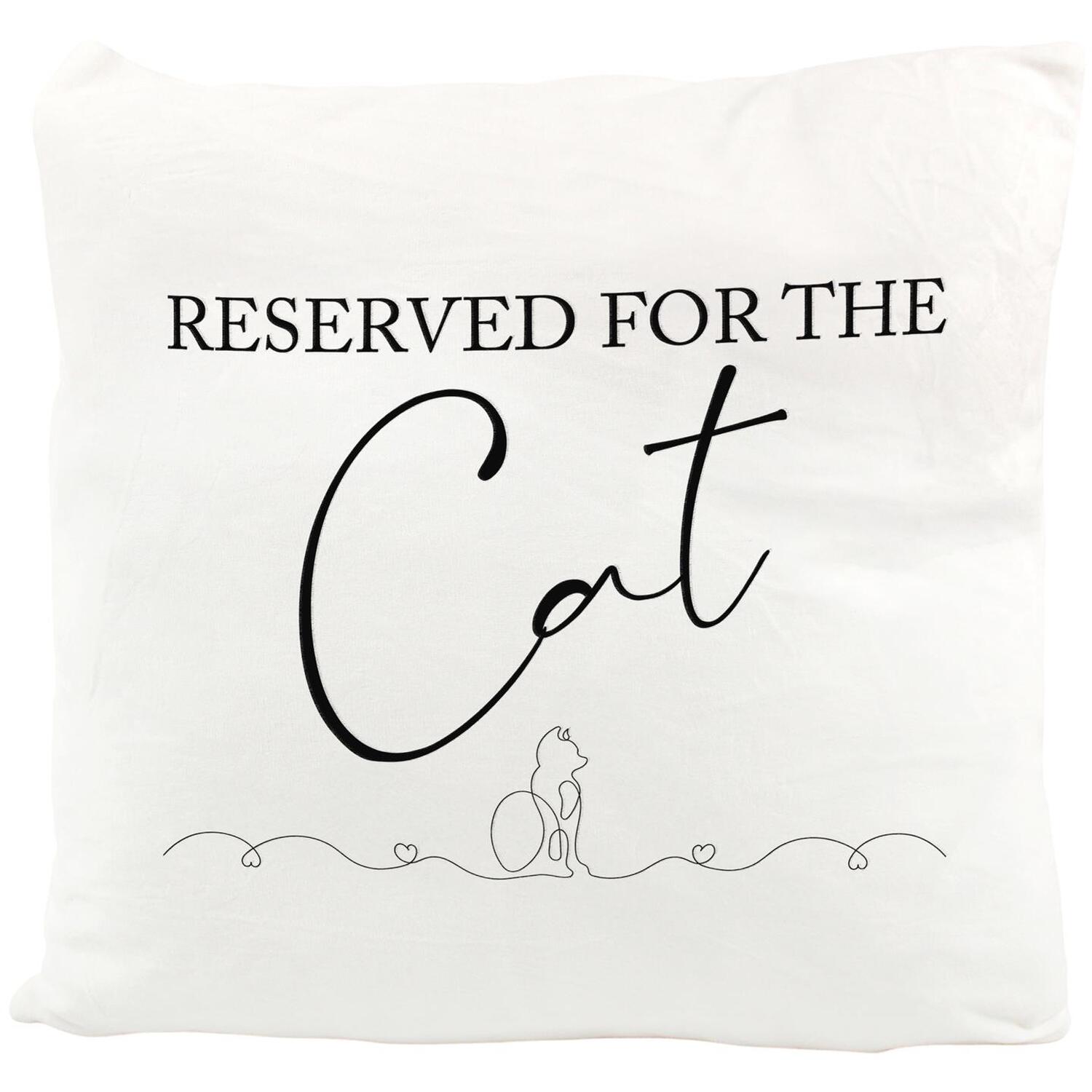 Purely Home Reserved For The Cat Velvet Cushion - Black