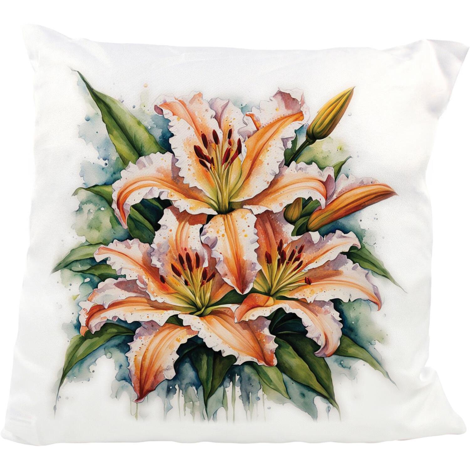 Purely Home Garden Watercolours Lily Cushion - Multi