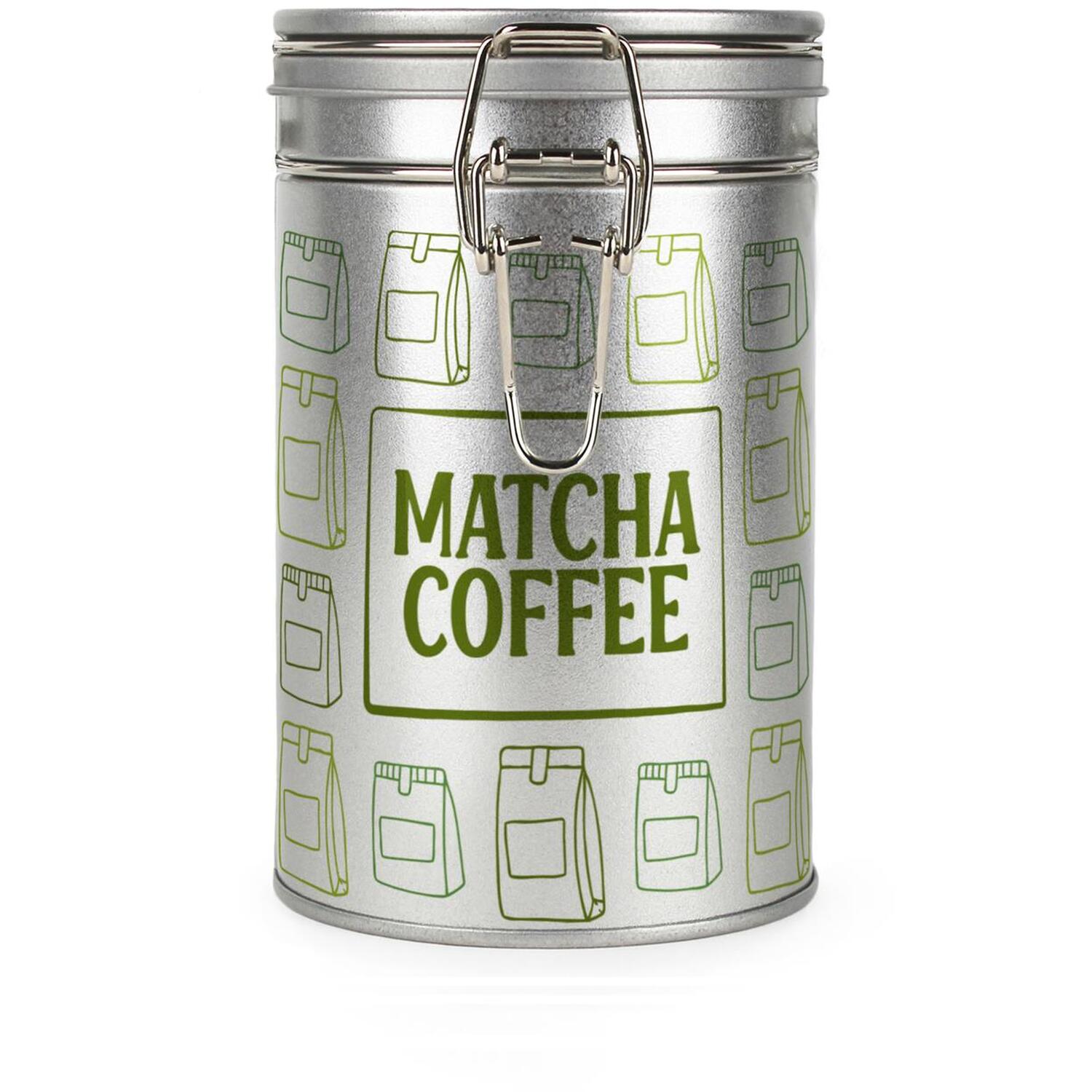 Purely Home Matcha Coffee Canister - Silver Metal Kitchen Storage Container - Green