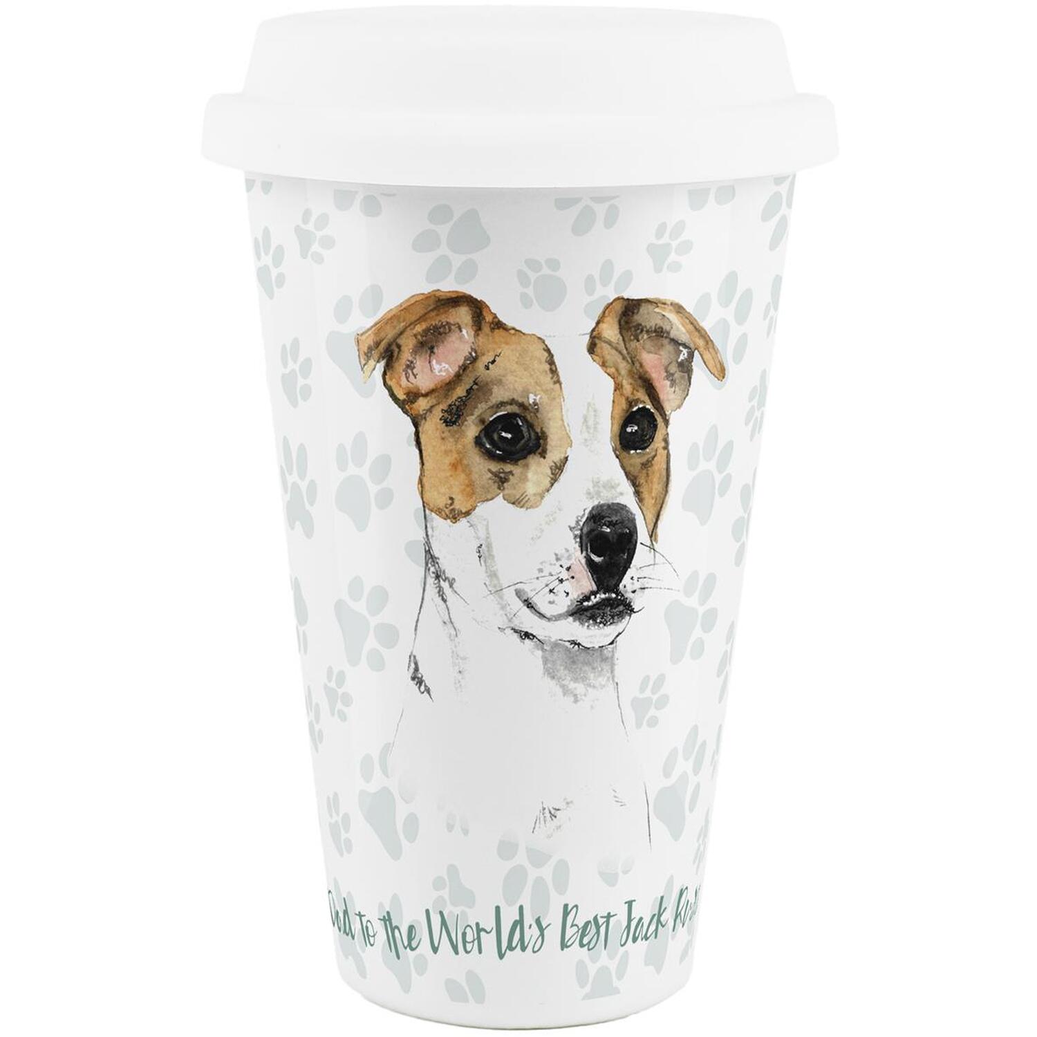 Purely Home Dad To The World's Best Jack Russell Ceramic Travel Mug - White