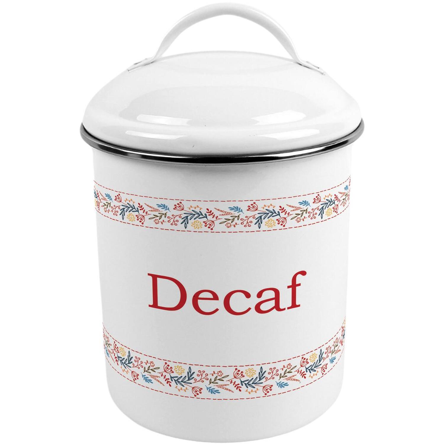 Floral Embroidery Metal Decaf Canister - Stylish Kitchen Storage Jar/Caddy Gift - Image 2