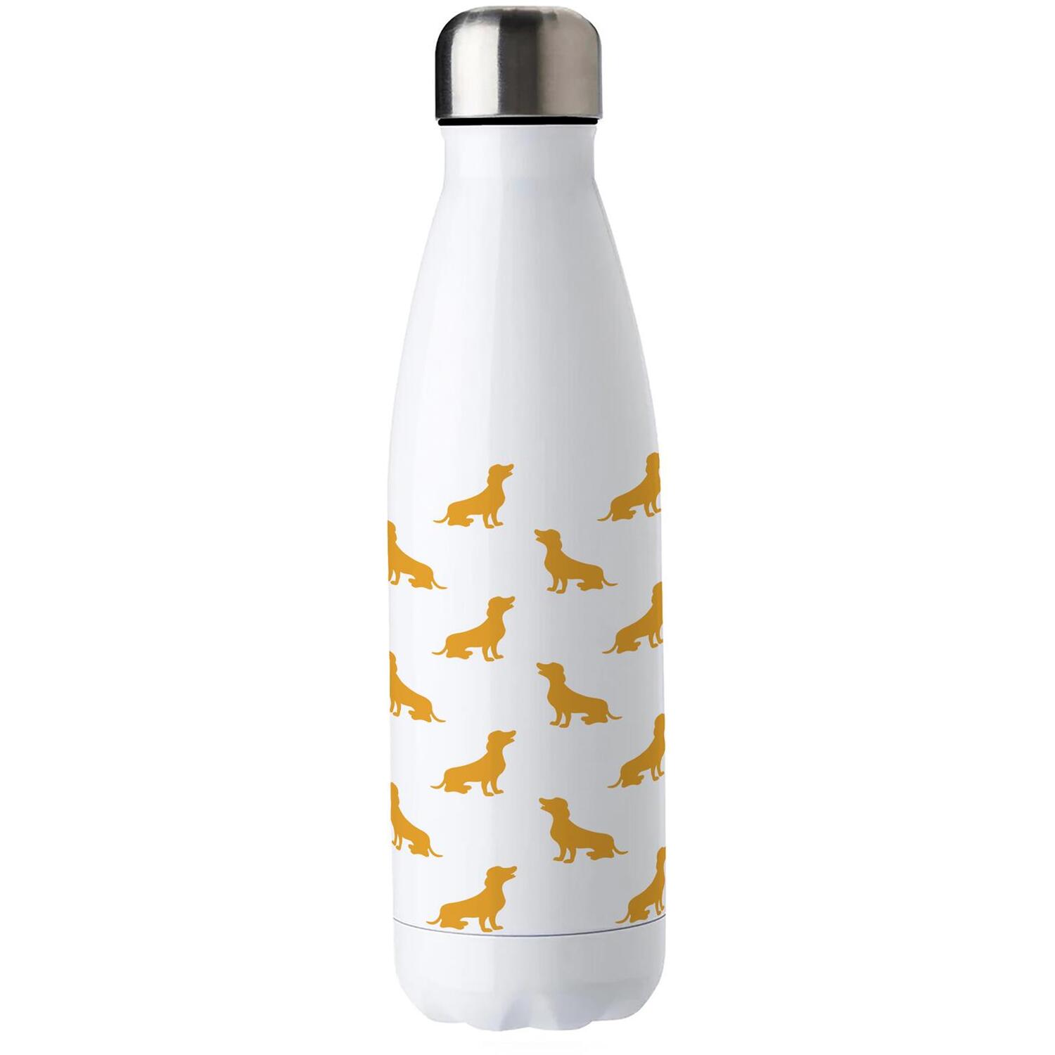 B&Q -  Dachshund Water BottleYellow Reusable Double Walled 500Ml Hot/cold Metal Drinks Bottle Dog Gifts - Image 3