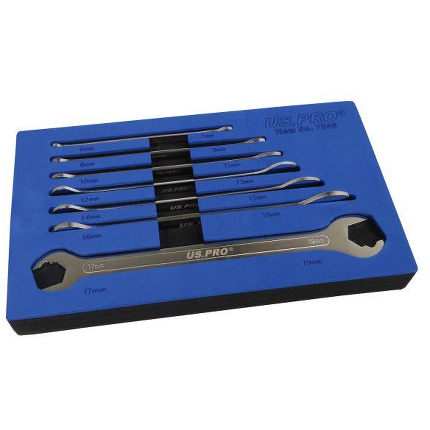 US PRO 7PC Ultra Thin Ratcheting Open End Spanner Set Metric 6-19mm 7546 - Image 7