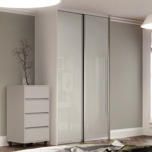 Spacepro Contour Silver Frame 610mm Glass panel Sliding Wardrobe Door Kit