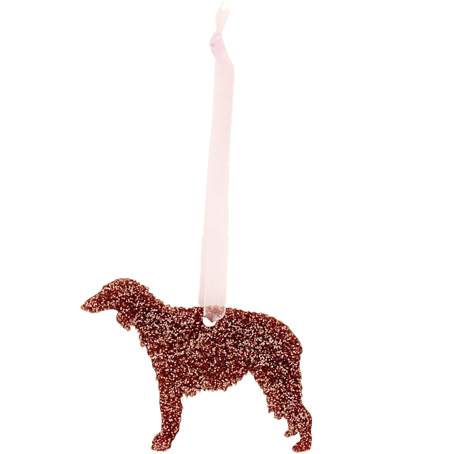 Glitter Borzoi Christmas Decoration - Pink
