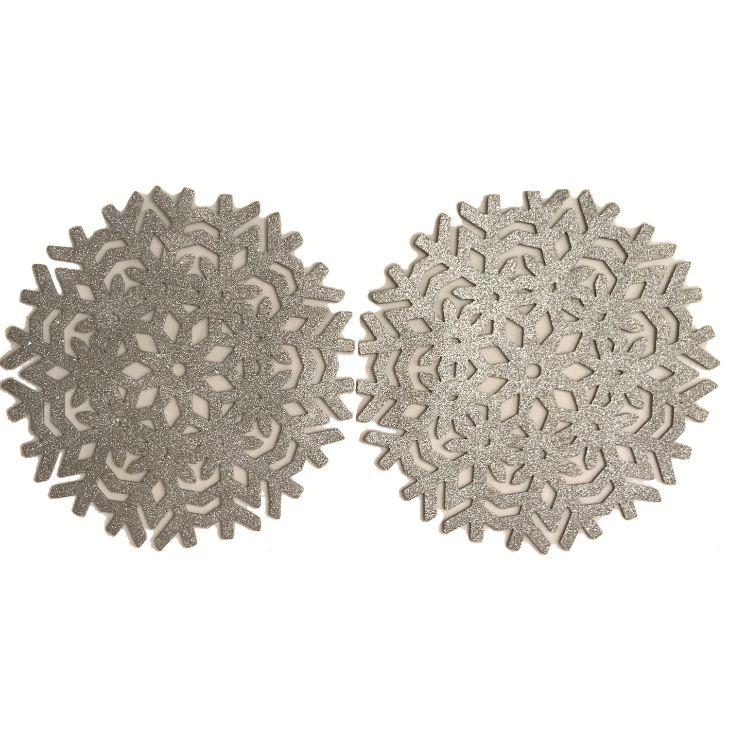 Glitter Snowflake Silver Placemat Set - Silver