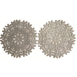 Glitter Snowflake Silver Placemat Set