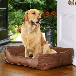 Luxury Quilted Faux Leather Dog Bed Medium
