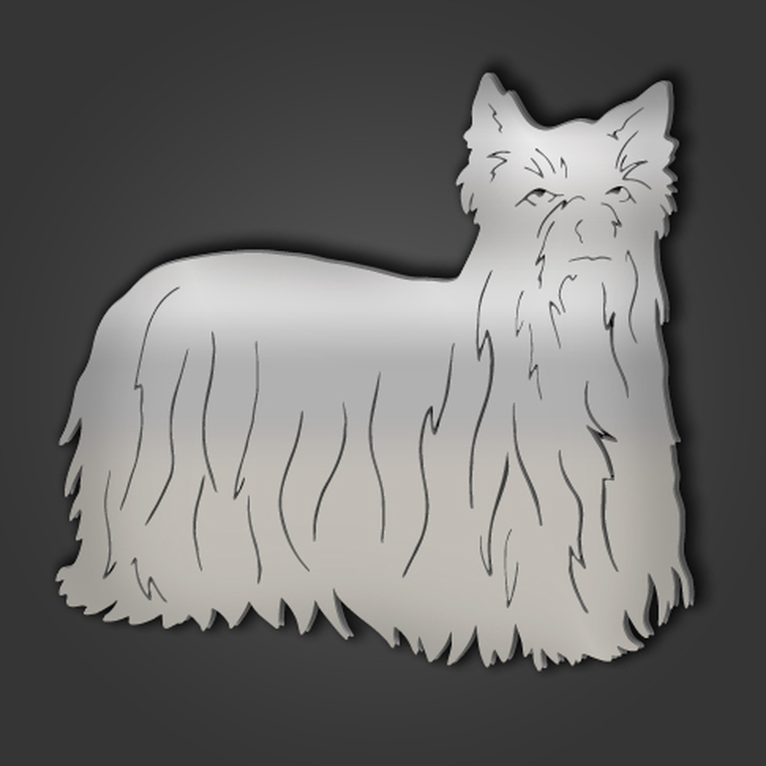 Yorkshire Terrier Style 1 Silver Acrylic Mirror - Silver