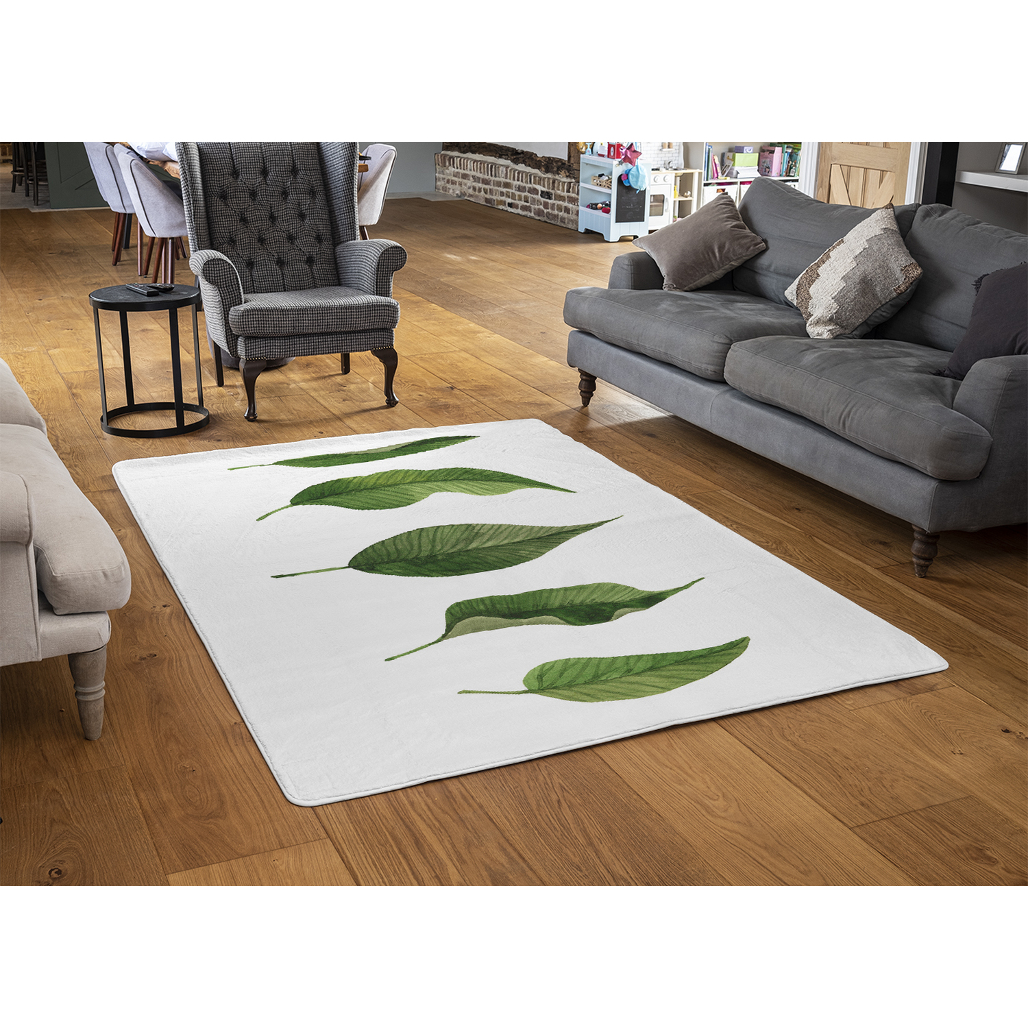 Selection Of Leaves Designer Rug - Green 230cm