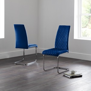 Set Of 4 Calabria Velvet Cantilever Chairs - Blue
