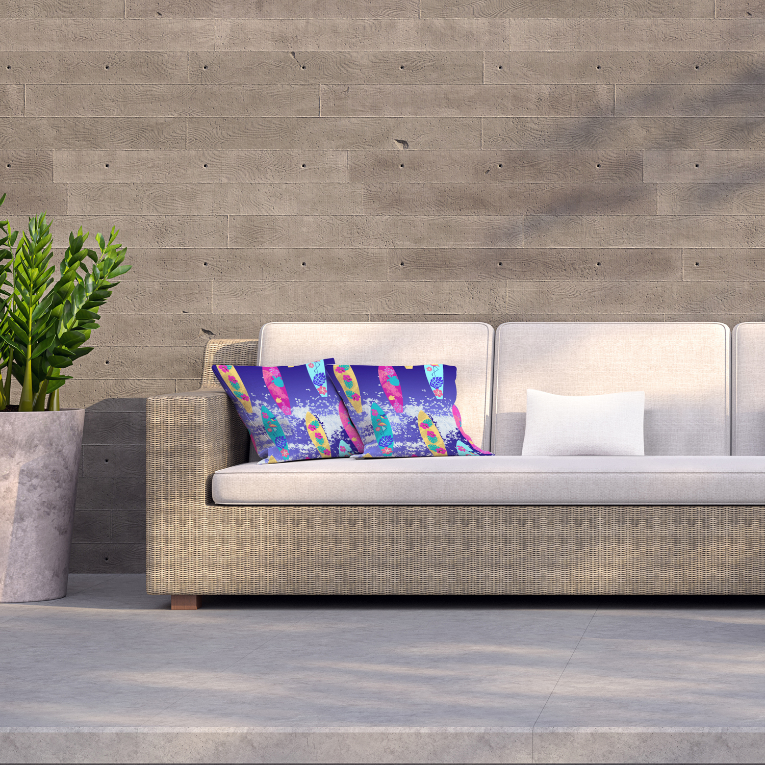 Surfboard seamless pattern Outdoor Cushion - Blue / 60cm