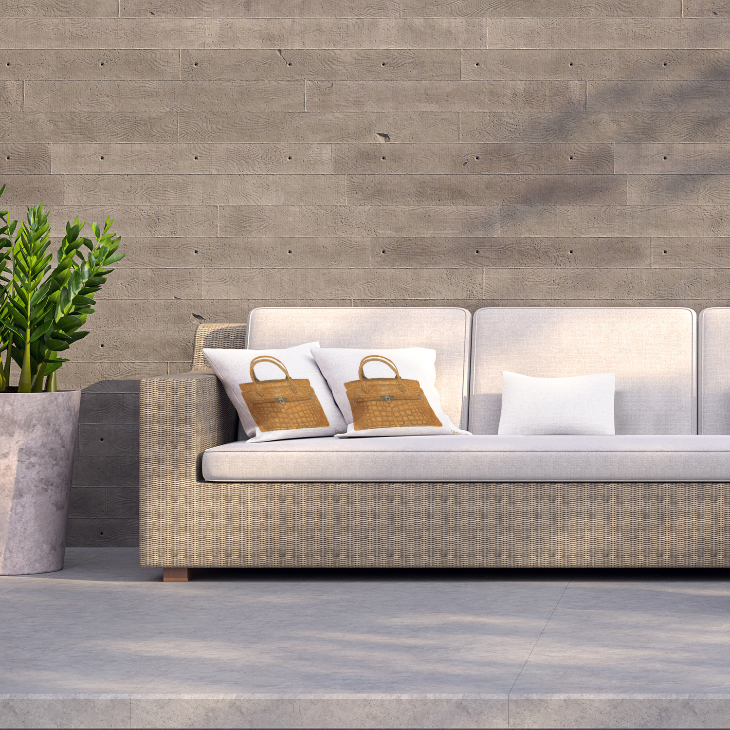 Stylish Brown Bag Outdoor Cushion - Brown / 60cm