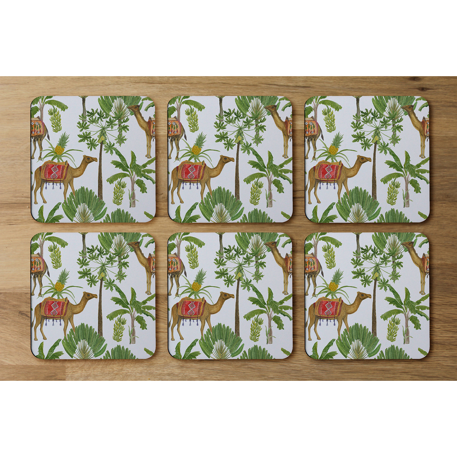 Camels  Palm Trees Coaster - Green