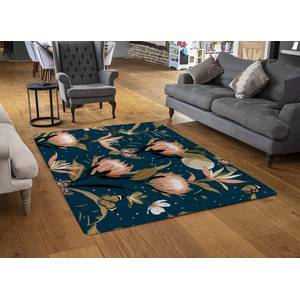 Moonpig Rug The Moon Butterflies Flowers Rug
