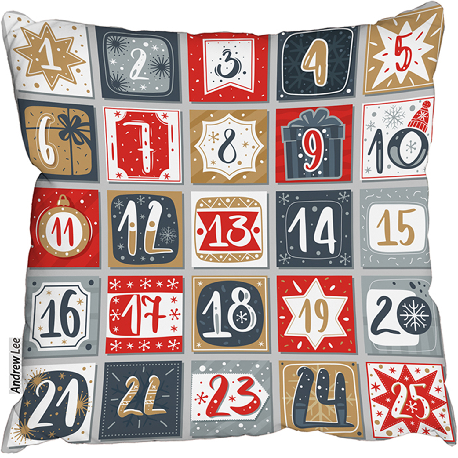 December Advent Calendar Outdoor Comfy Cushion - Red / 60cm