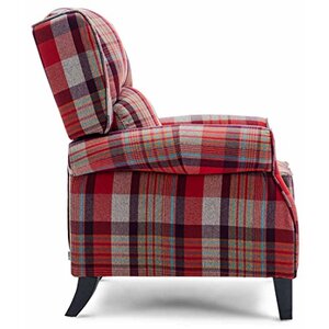 Red Eaton Wing Back Fireside Check Fabric Recliner Armchair shot 2415641