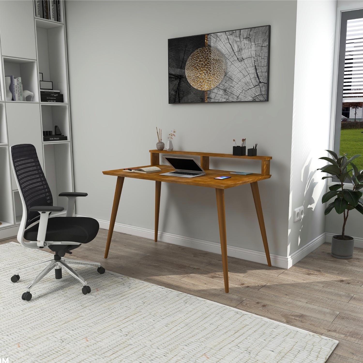 Solid Wood Computer Desk Zephyr - Oak