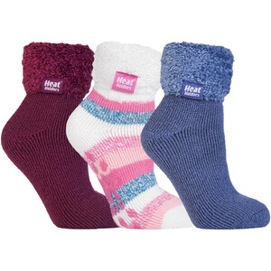 3 Pair Multipack Fluffy Fleece Slipper Bed Socks with Non Slip Grips
