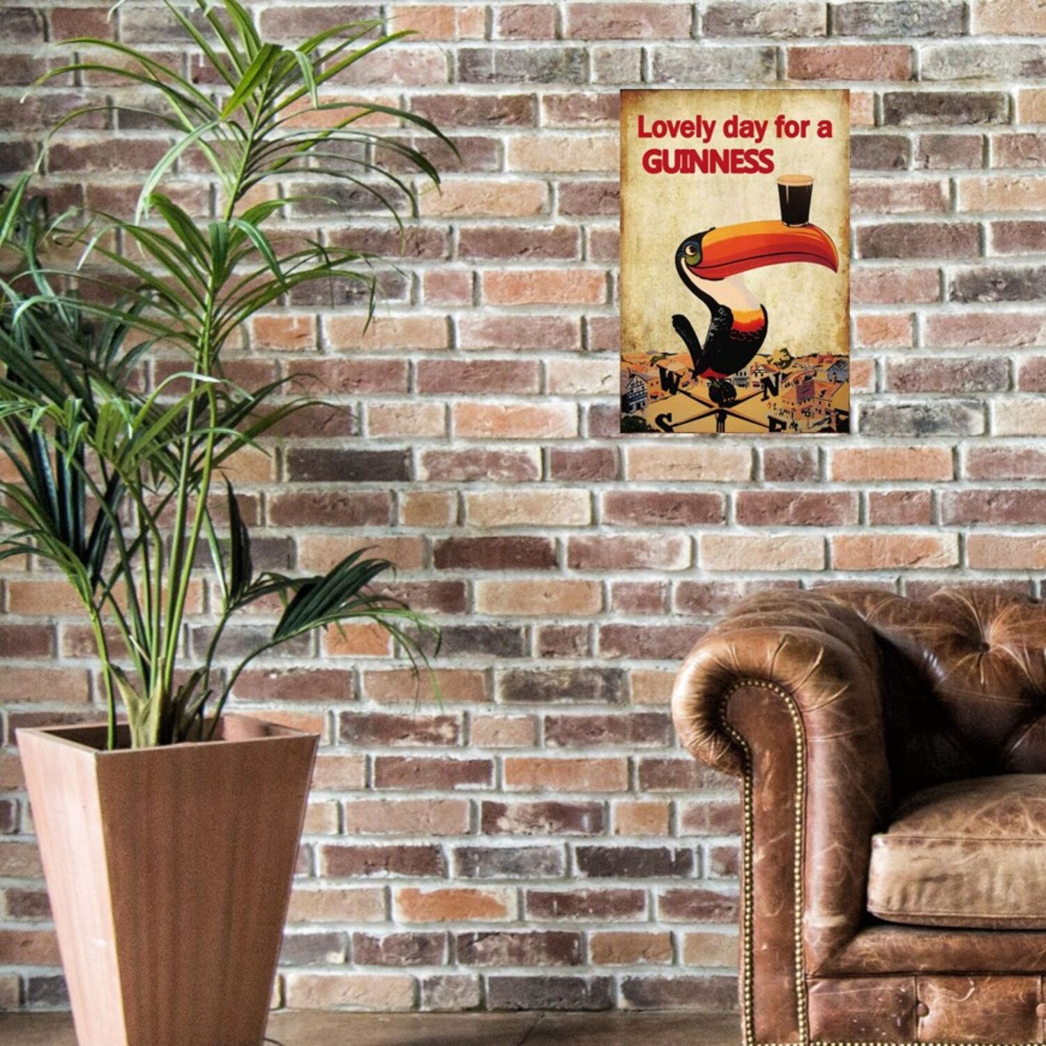 Inspire Home Dcor - Large Metal Sign Beer Guinness Bird - Multi Colour thumbnail
