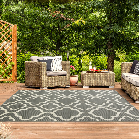 Grey Trellis Outdoor Rug