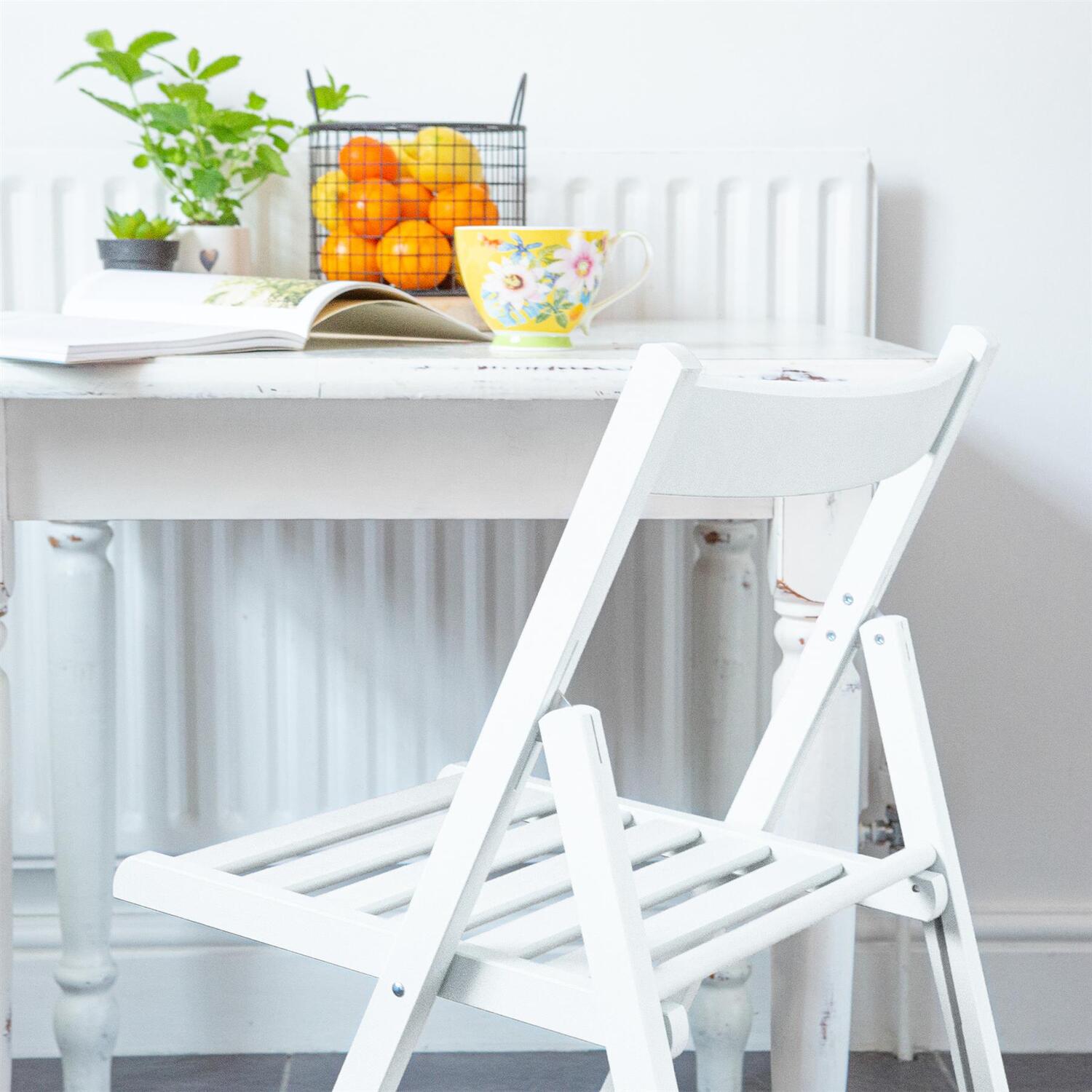 Beech Wood Folding Chair - White 14kg