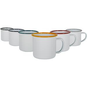 130ml White Enamel Espresso Cups 6 Colours