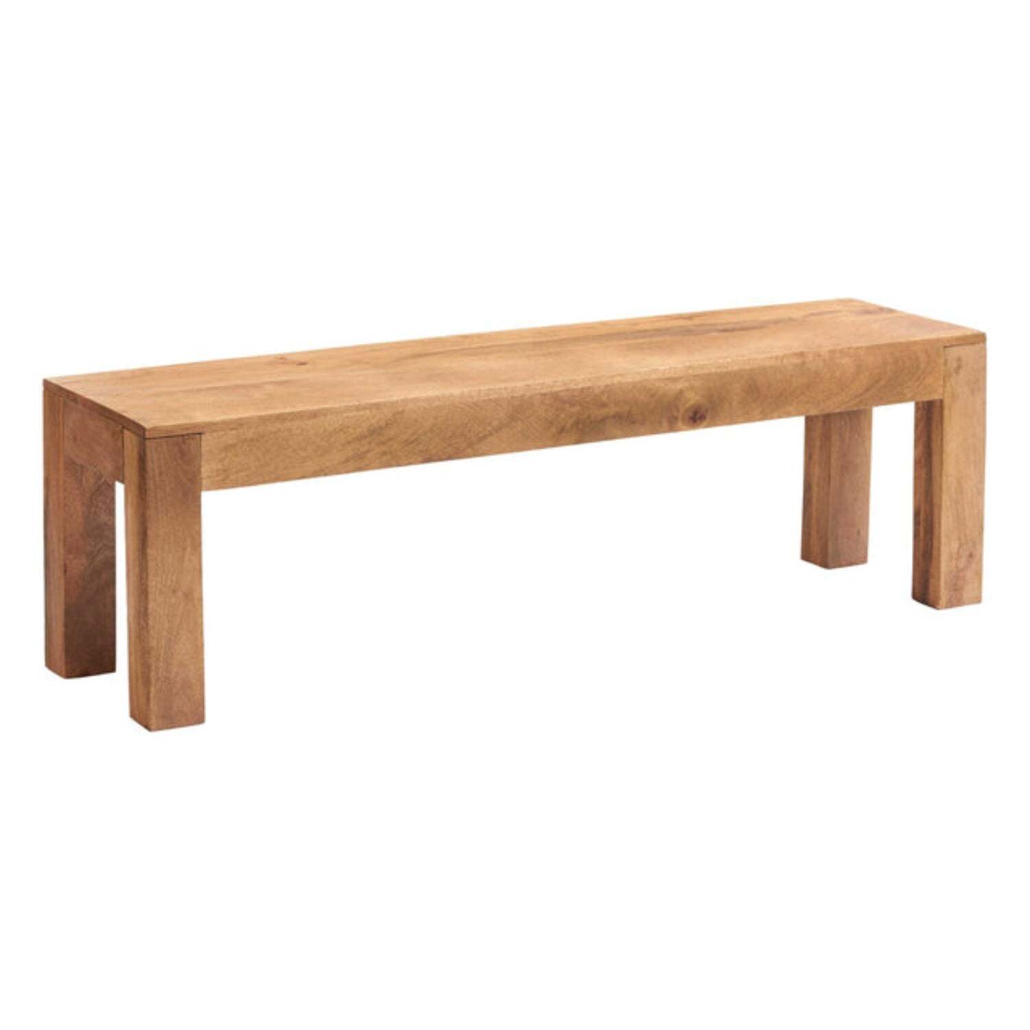 Dakota Light Mango Wooden Large Dining Table 6ft 180cm Set With 2 Benches - Light Wood