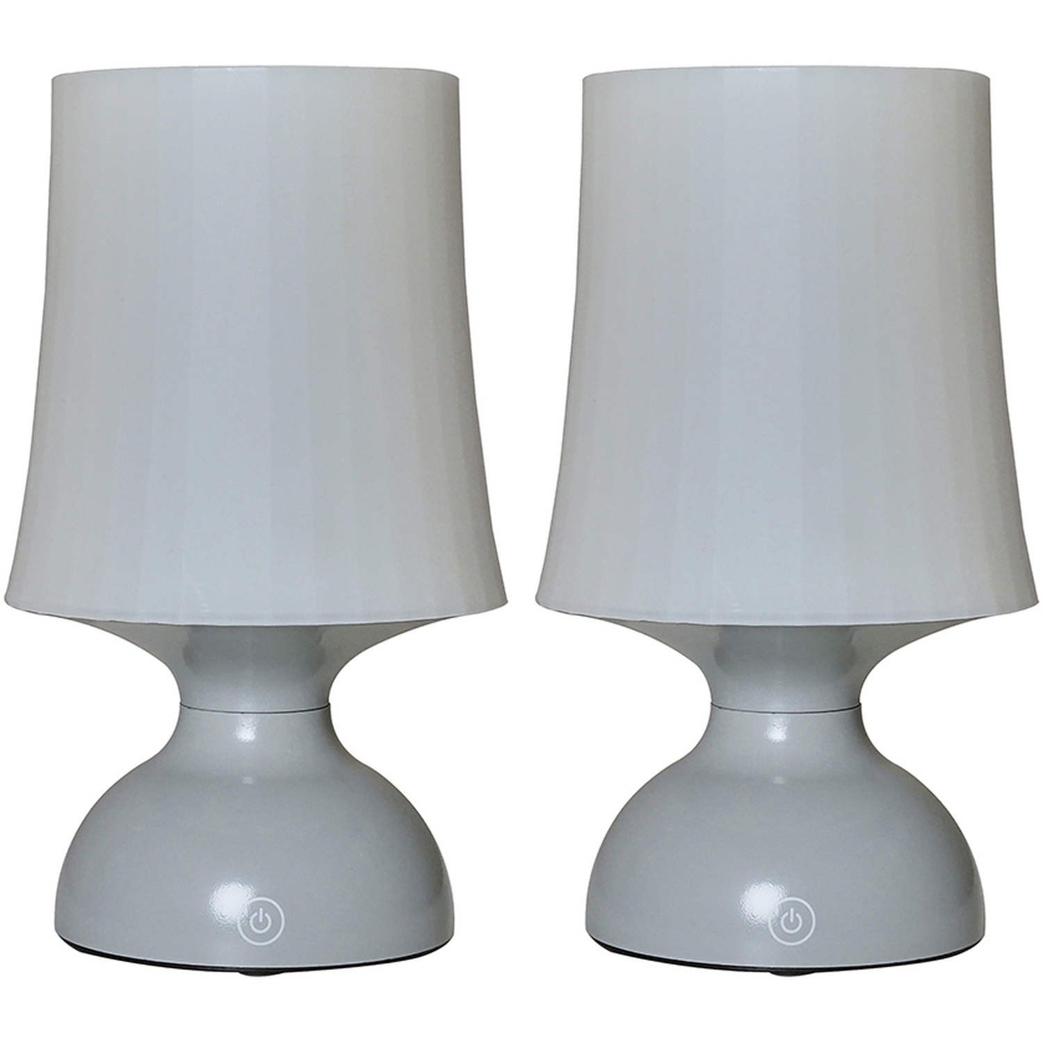 Pair of Colmar Grey Touch Table Lamp White Shade - Grey