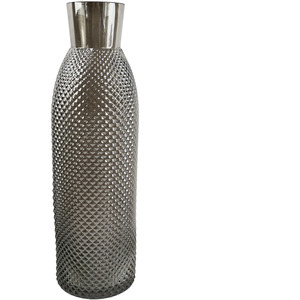 Smoke Grey Diamond Tall Glass Vase