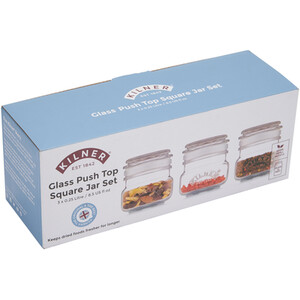 Set of 3 Kilner Push Top Square Jars