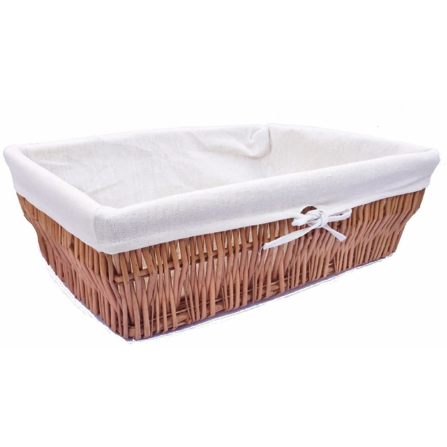 Image of Wider Shallow Wicker Storage Basket Hamper&hellip;