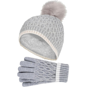 Heat Holders Girls Thermal Insulated Bobble Beanie Hat and Gloves