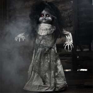 Animatronic Dancing Doll Halloween Decoration with Light up Eyes  Sound FX