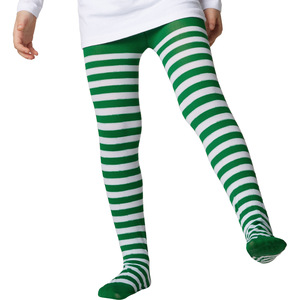 Children'S Stripy Tights Green-White
