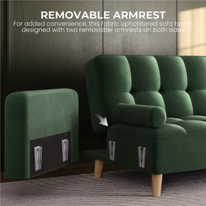 Green Yaheetech Velvet Upholstered Convertible Sofa Bed shot 5978511