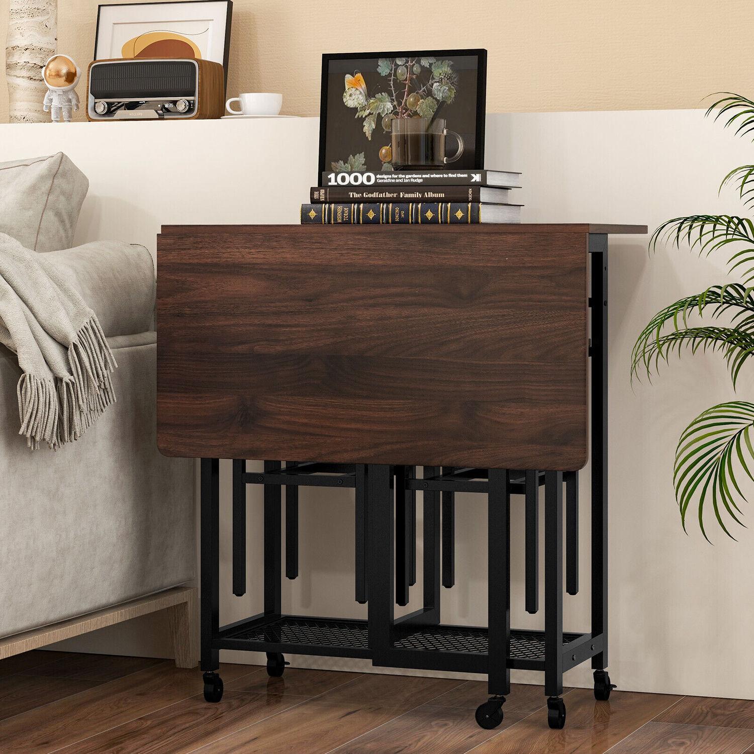 Extendable Kitchen Table Stool Set - Dark Brown