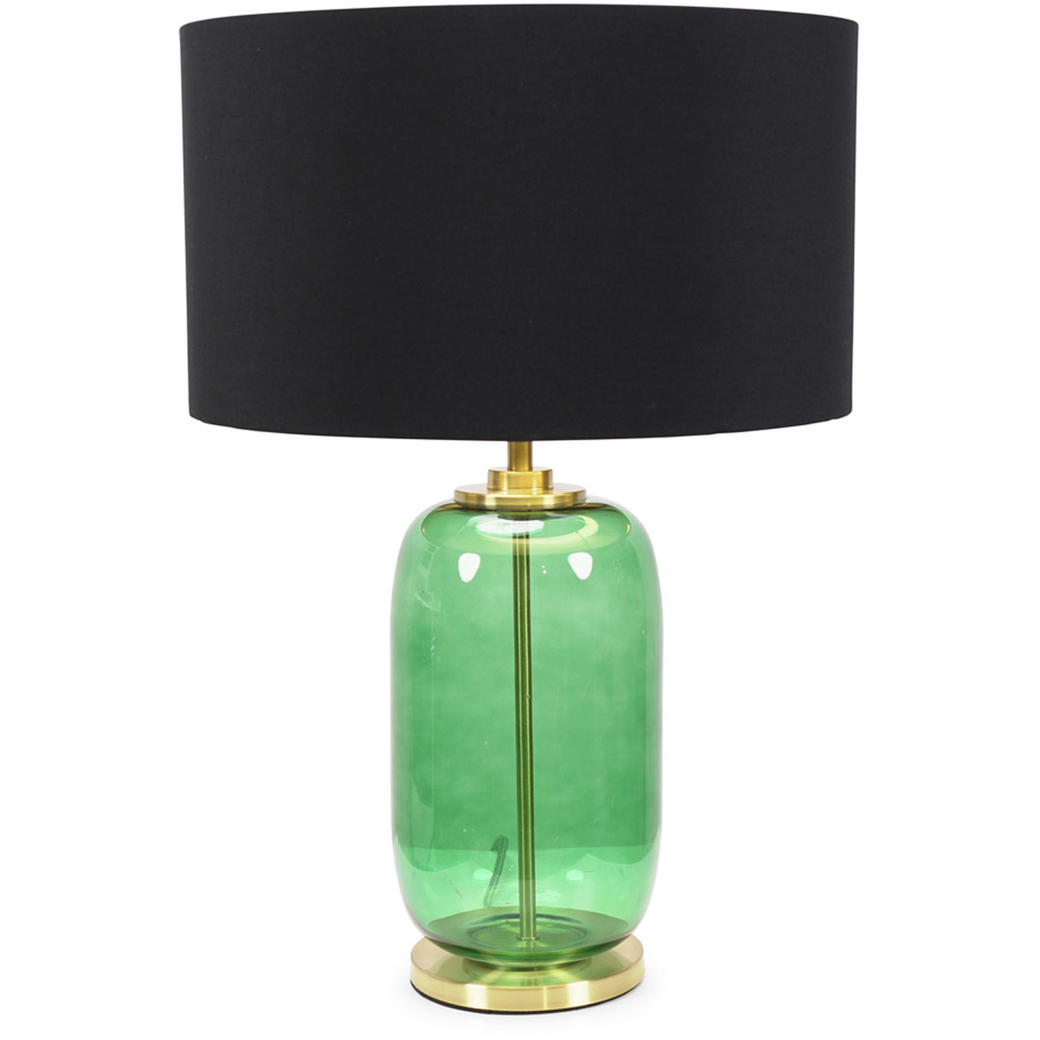 Leigh Black with Gold Shade with Forest Green Glass and Gold Table Lamp and Bulb - Black