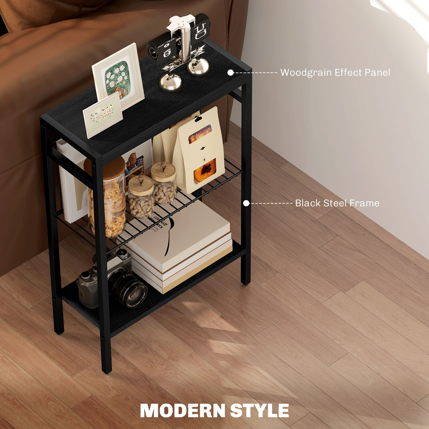 HOMCOM Side Table with Storage for Living Room and Bedroom